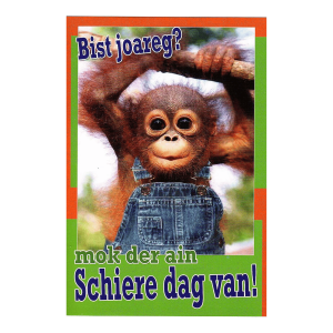 Wenskaart Gronings – Bist joareg? Mok der ain Schiere dag van!