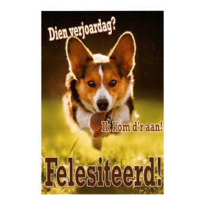 Wenskaart Gronings – Dien verjoardag? Ik kom d’r aan! Felisiteerd!